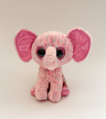 Ellie | Pink and Blue Spotted Elephant TY Animal Plush ( 6.5 in)