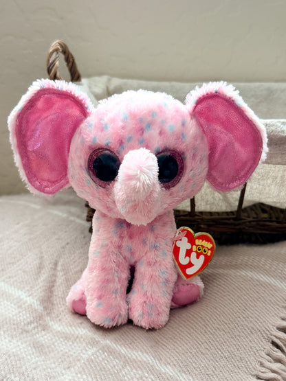 Ellie | Pink and Blue Spotted Elephant TY Animal Plush ( 6.5 in)
