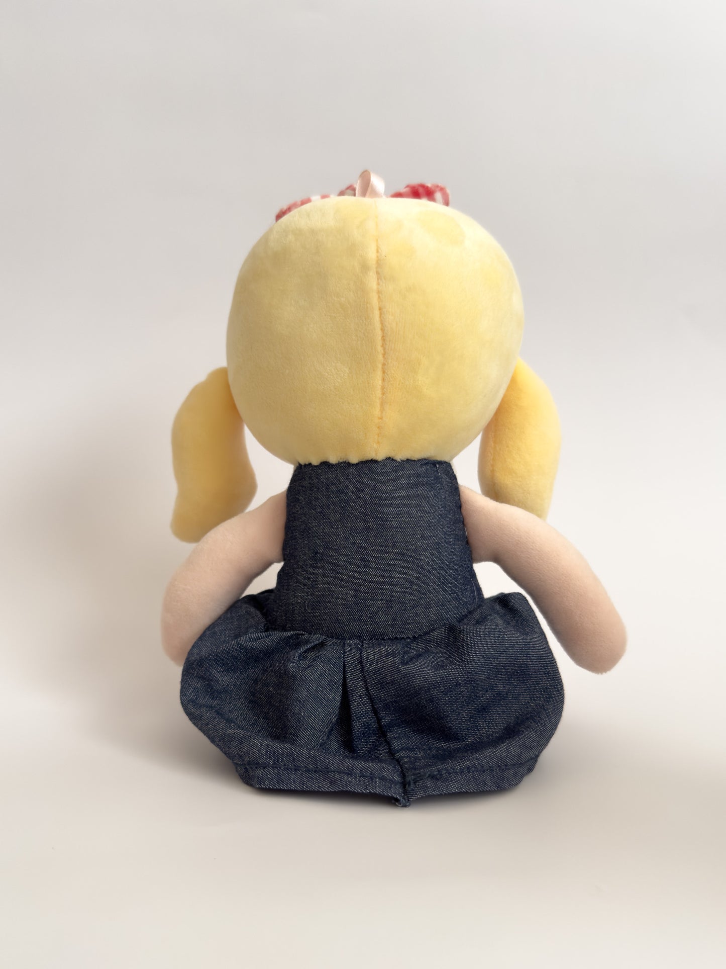 Goldie | Soft Body Carried Away Doll Denim Dress with White and Red Checked Headband Plush ( 9 in)