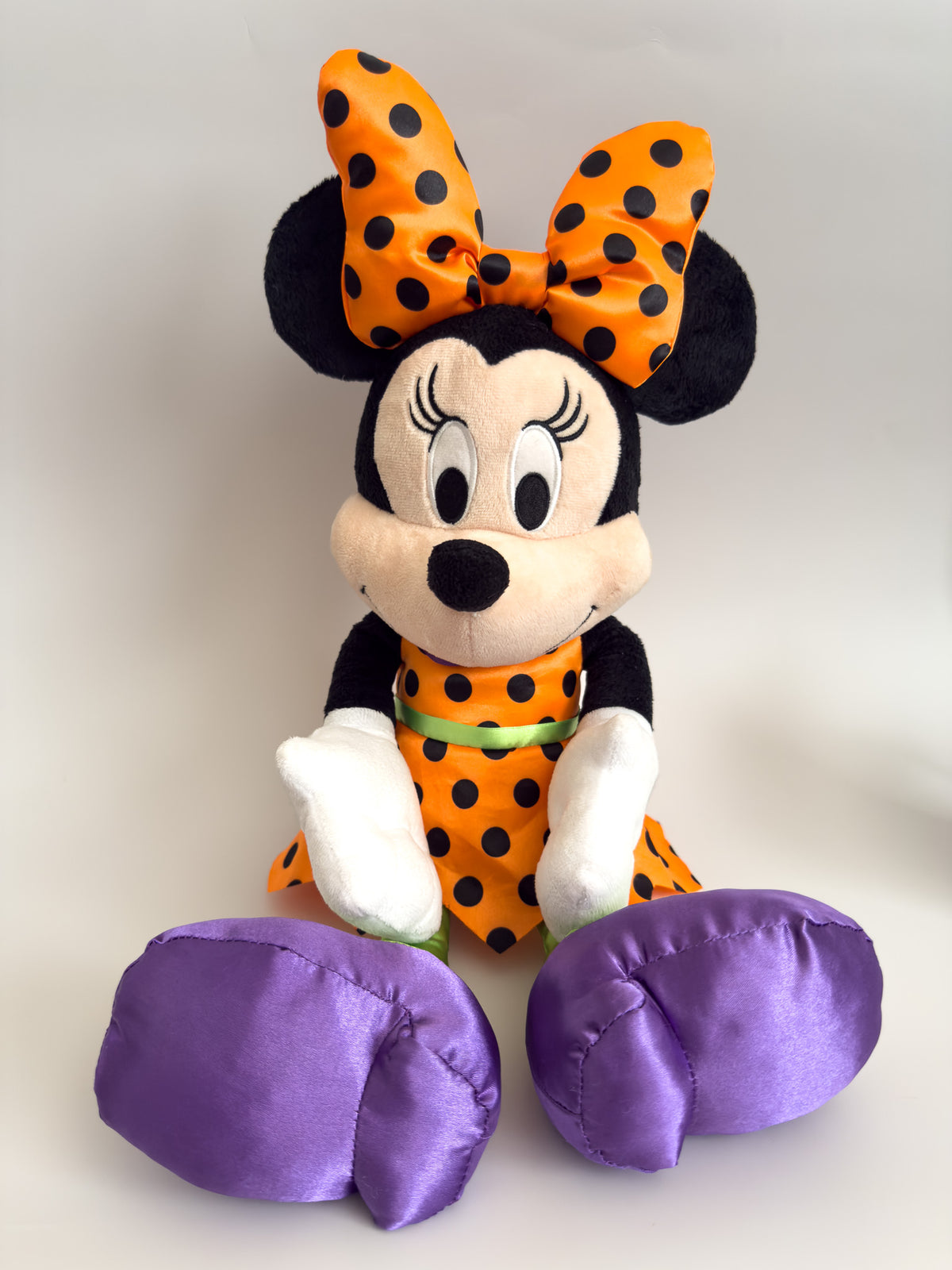 Minnie Mouse | Orange Dress with Black Polka Dots Disney Plush ( 14 in)