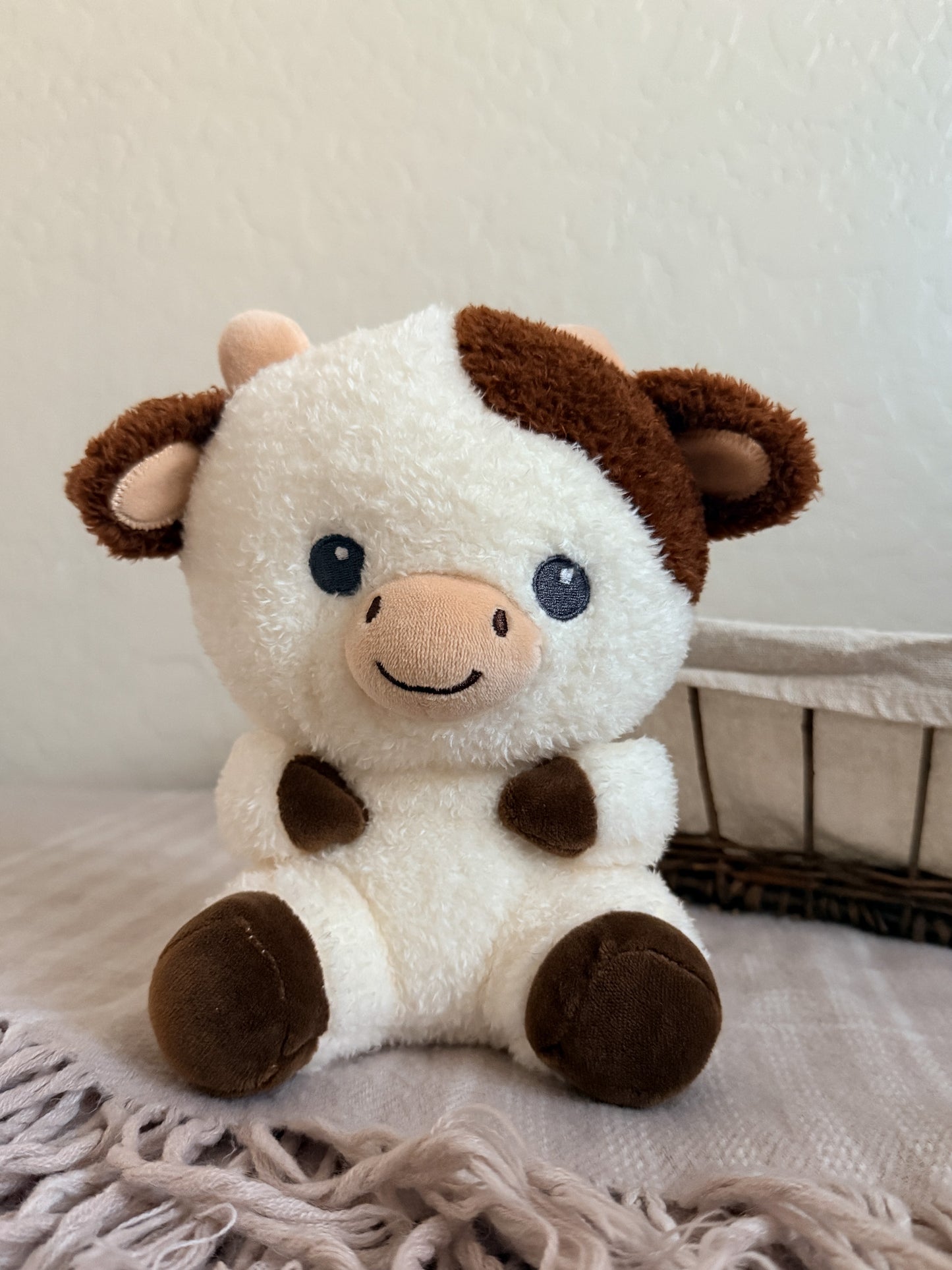 Mabel | White Cow with Brown Spots Plush ( 8.5 in)