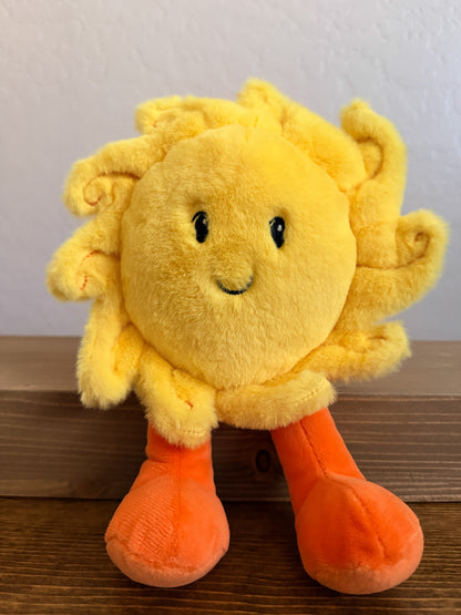 Ray | Yellow Sun with Orange Legs with Corduroy texture on Back Gigglescape Plush ( 6.5 in)