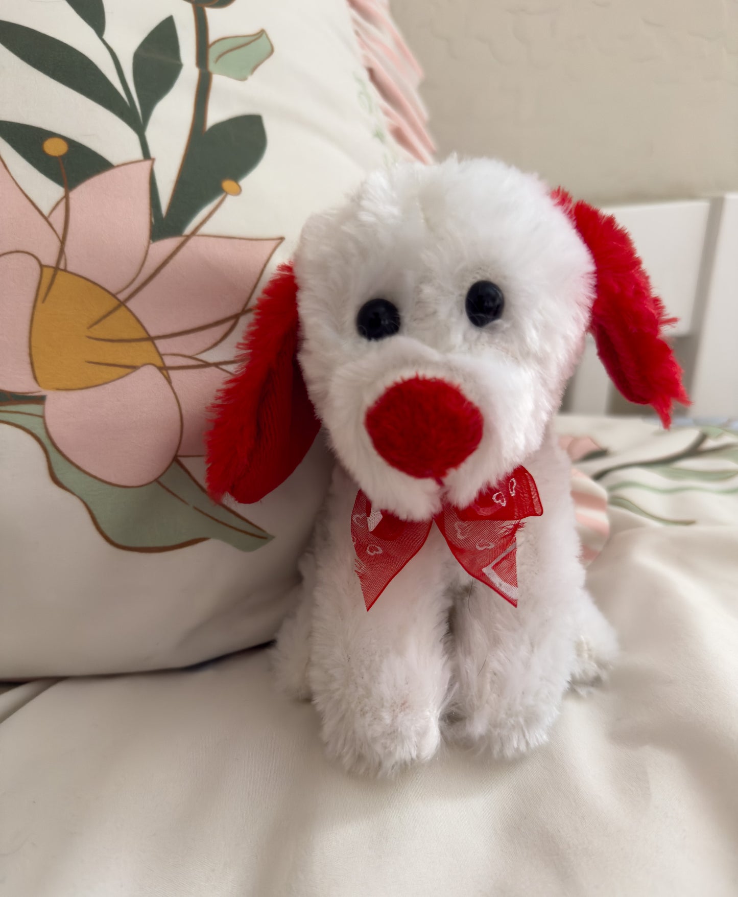 Peppermint | Red and White Dog Plush Stuffed Animal  (6 in)
