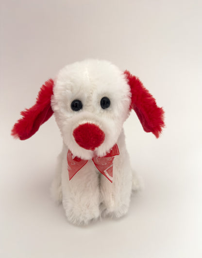 Peppermint | Red and White Dog Plush Stuffed Animal  (6 in)