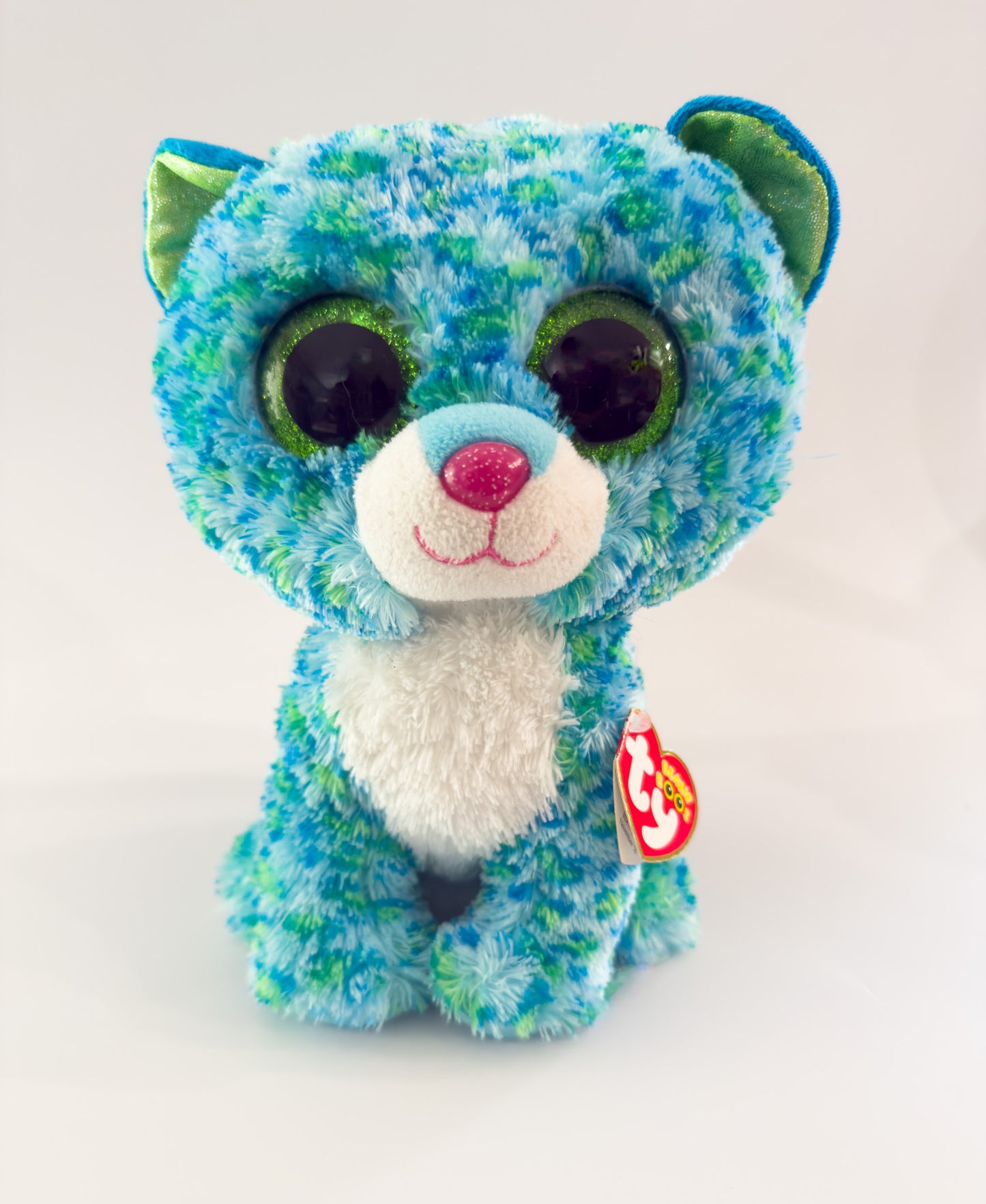 Leona | Cat Neon Blue and Green TY Beanie Baby Plush ( 6.5 in)