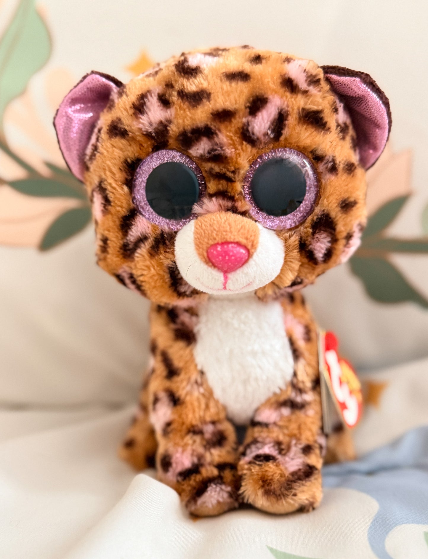 Patches | Leopard Brown and Pink TY Beanie Baby Plush ( 6.5 in)