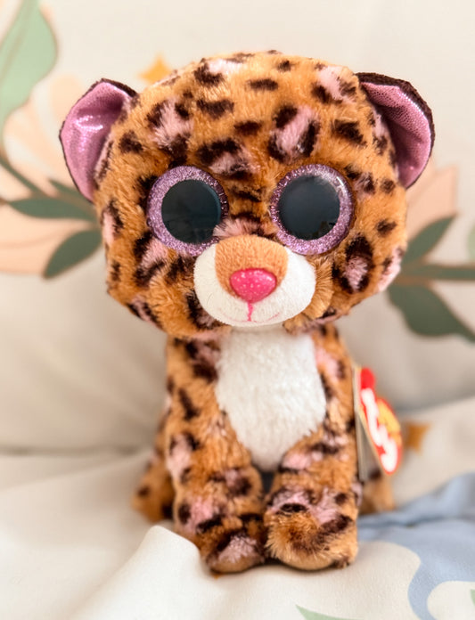 Patches | Leopard Brown and Pink TY Beanie Baby Plush ( 6.5 in)