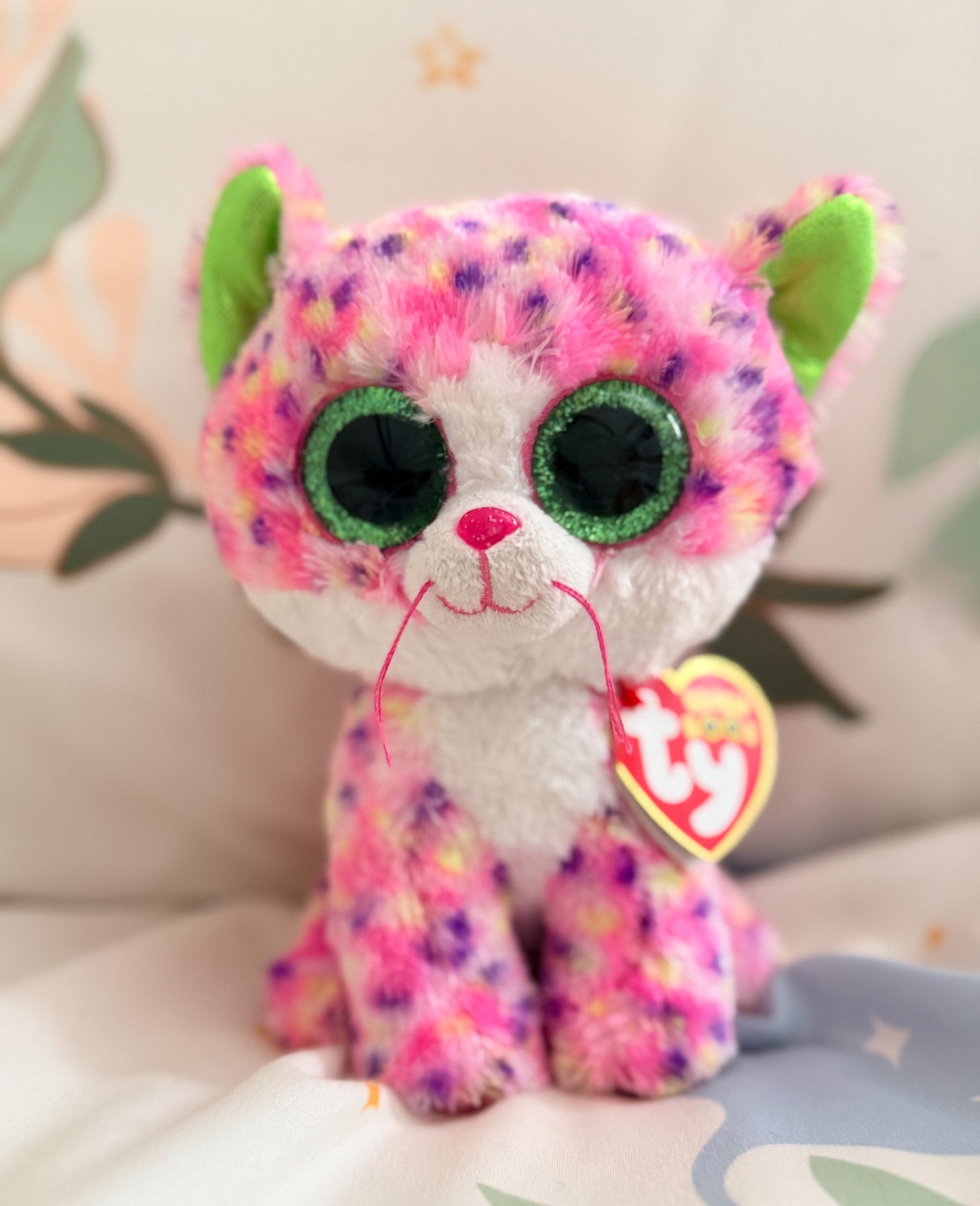 Sophie | Cat Neon Pink, Purple, Yellow TY Beanie Baby Plush ( 6.5 in)