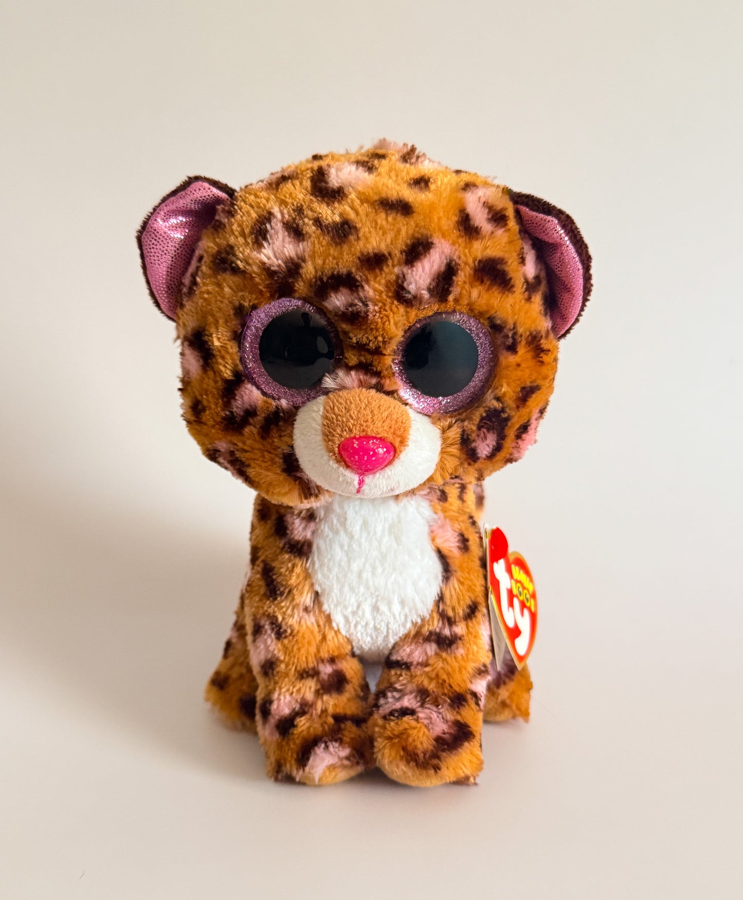 Patches | Leopard Brown and Pink TY Beanie Baby Plush ( 6.5 in)