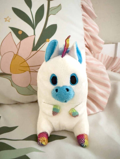 Twinkle | White and Rainbow Unicorn Plush Stuffed Animal Keychain (5 in)