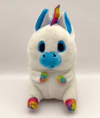 Twinkle | White and Rainbow Unicorn Plush Stuffed Animal Keychain (5 in)