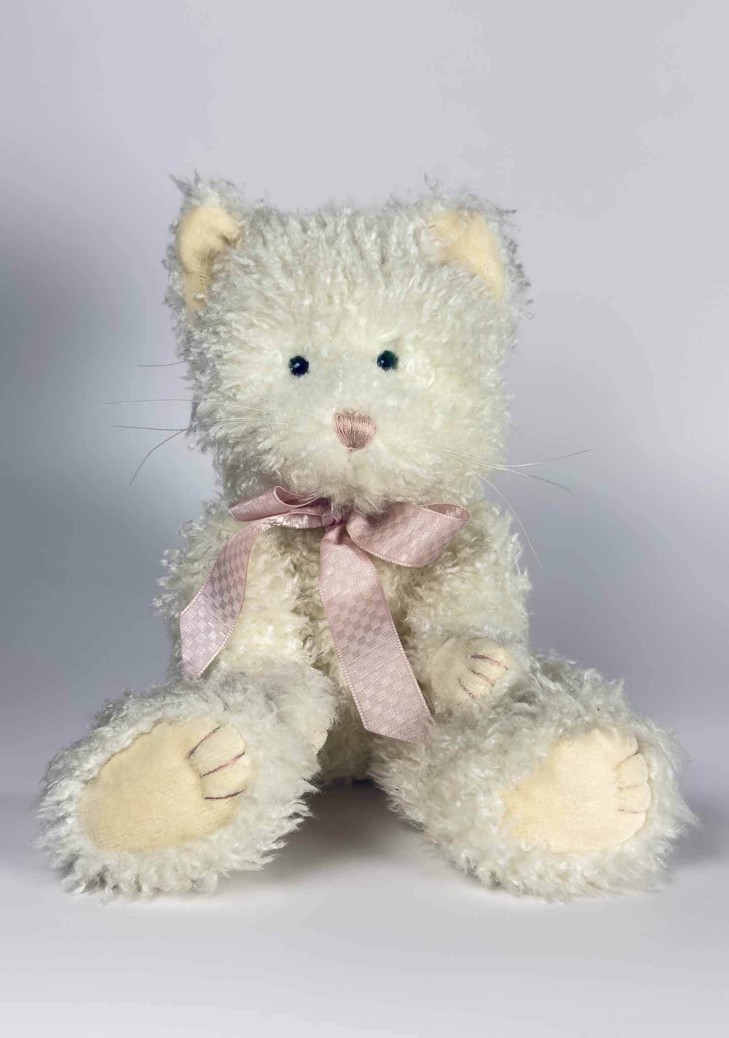 Purrcila| White Cat Plush Stuffed Animal (7 in)