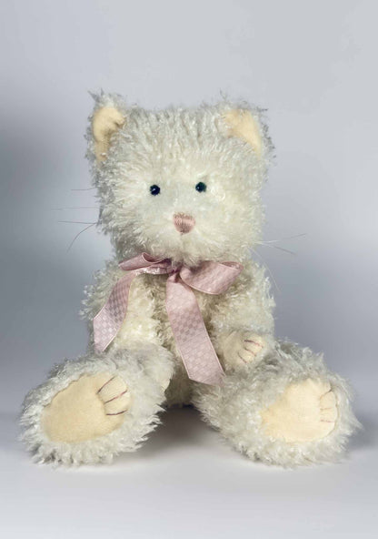 Purrcila| White Cat Plush Stuffed Animal (7 in)