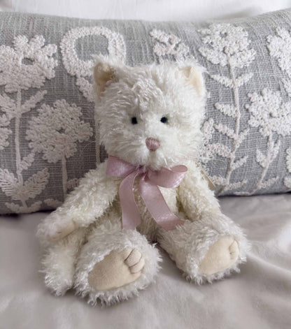 Purrcila| White Cat Plush Stuffed Animal (7 in)
